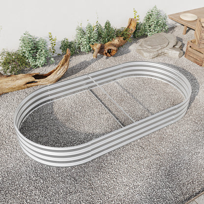 Oval Shaped Metal Raised Garden Bed Herbs and Vegetable Planter- Silver_5