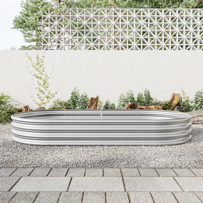 Oval Shaped Metal Raised Garden Bed Herbs and Vegetable Planter- Silver_3