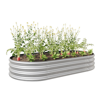 Oval-Shaped Large Metal Raised Garden Bed Herbs and Vegetable Planter_11