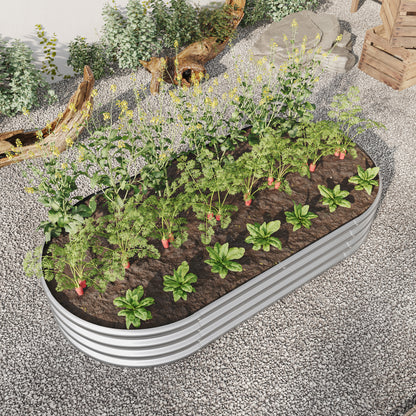 Oval-Shaped Large Metal Raised Garden Bed Herbs and Vegetable Planter_3
