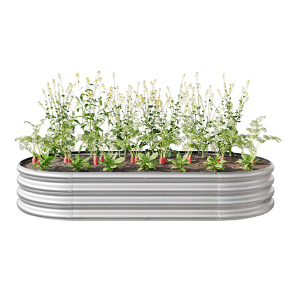Oval-Shaped Large Metal Raised Garden Bed Herbs and Vegetable Planter_10