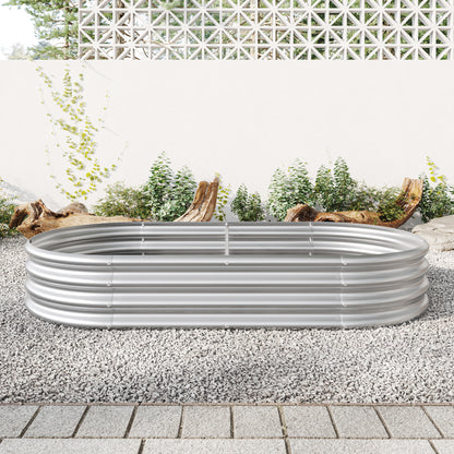 Oval-Shaped Large Metal Raised Garden Bed Herbs and Vegetable Planter_1