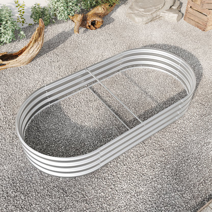 Oval-Shaped Large Metal Raised Garden Bed Herbs and Vegetable Planter_2