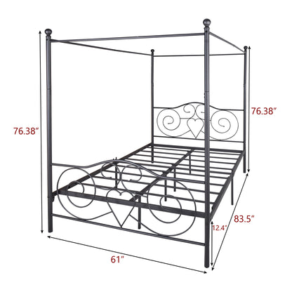 Vintage Queen-Sized Canopy Style Bedframe with Rustic Head and Foot Board_6