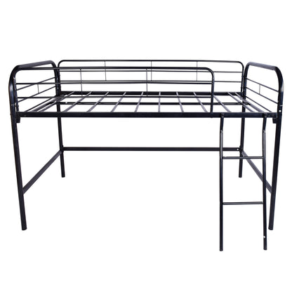 Twin-Sized Full Metal High Loft Style Bedframe with Ladder and Guard Rails_4