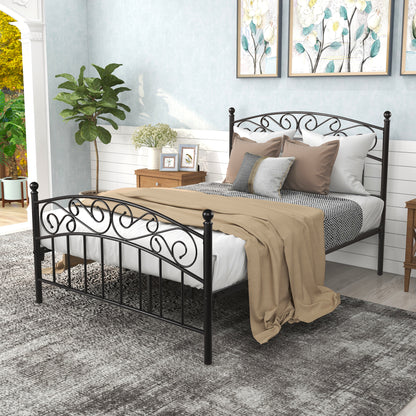 Quick Assembly Heavy Duty Platform Bedframe with Vintage Head and Footboard_1