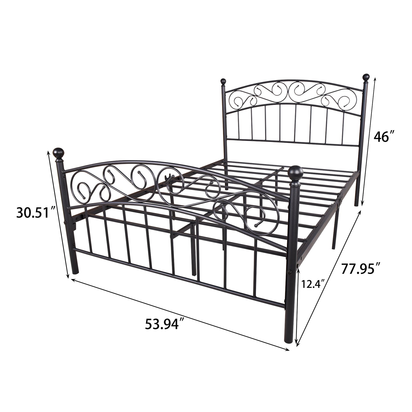 Quick Assembly Heavy Duty Platform Bedframe with Vintage Head and Footboard_5