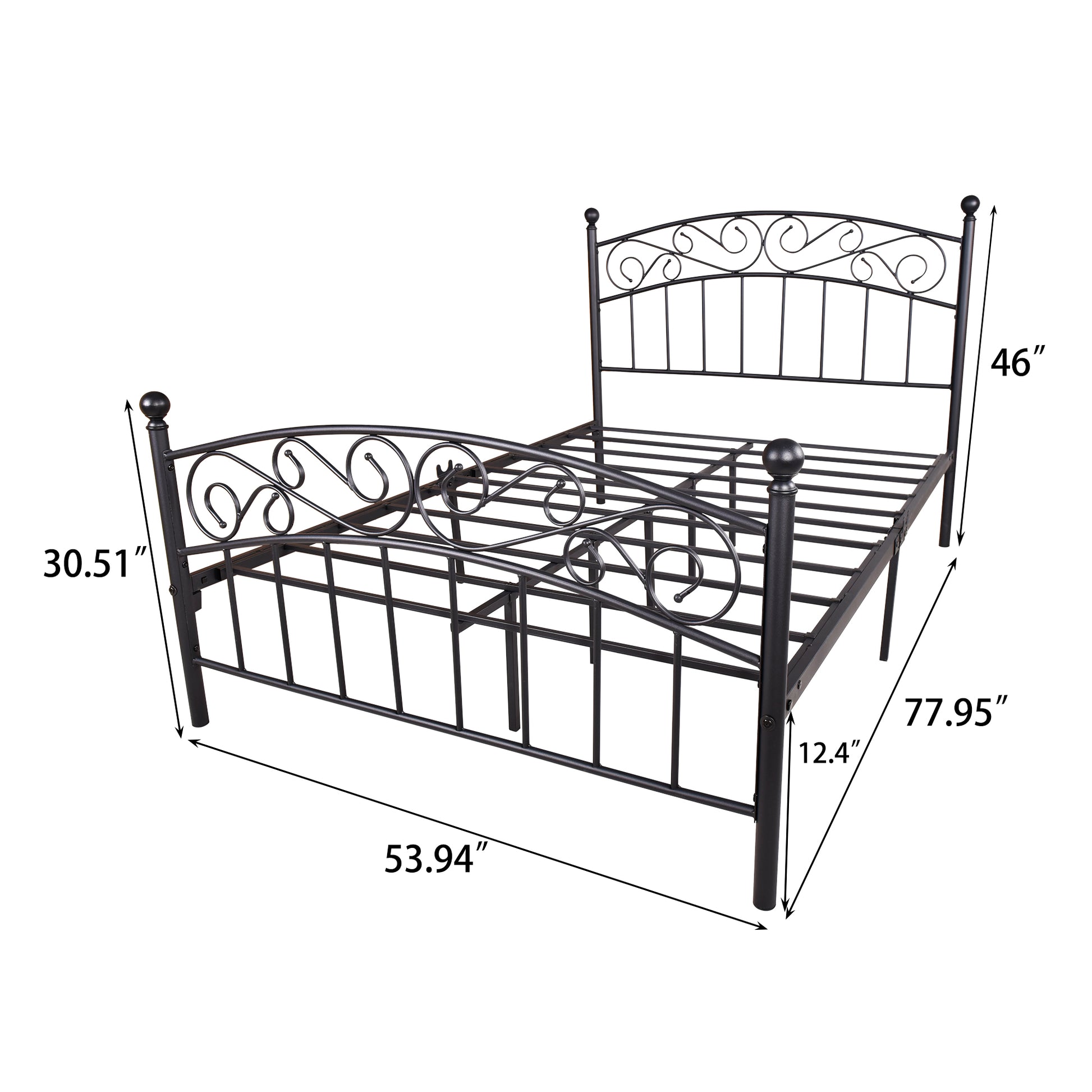 Quick Assembly Heavy Duty Platform Bedframe with Vintage Head and Footboard_5