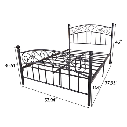 Quick Assembly Heavy Duty Platform Bedframe with Vintage Head and Footboard_5