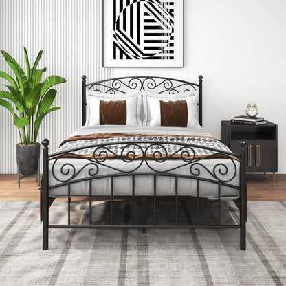 Quick Assembly Heavy Duty Platform Bedframe with Vintage Head and Footboard_3