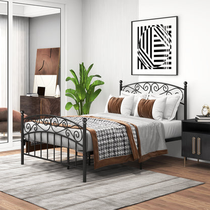 Quick Assembly Heavy Duty Platform Bedframe with Vintage Head and Footboard_2