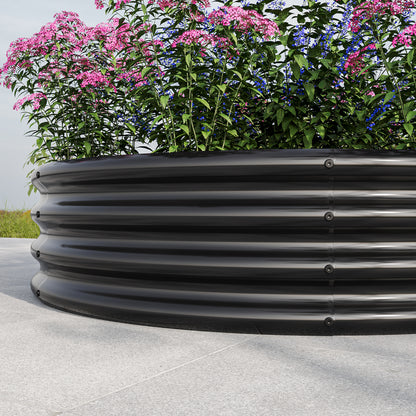Round Shape Metal Raised Garden Bed Herbs and Vegetable Planter- Black_3