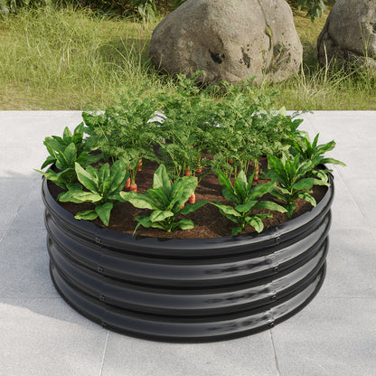 Tall and Round Raised Planter Outdoor Garden Herbs and Vegetable Bed- Black_1