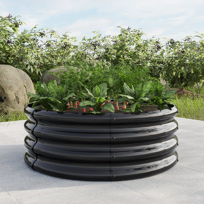 Tall and Round Raised Planter Outdoor Garden Herbs and Vegetable Bed- Black_4