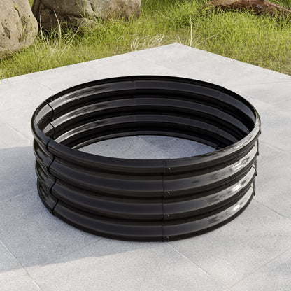 Tall and Round Raised Planter Outdoor Garden Herbs and Vegetable Bed- Black_3