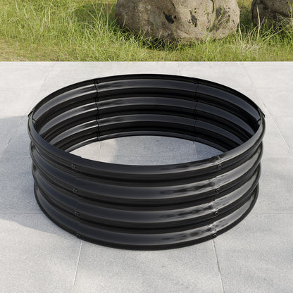 Tall and Round Raised Planter Outdoor Garden Herbs and Vegetable Bed- Black_2