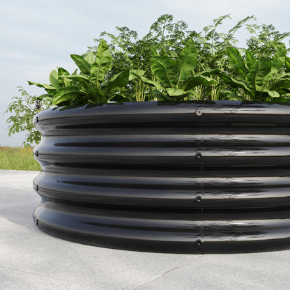 Tall and Round Raised Planter Outdoor Garden Herbs and Vegetable Bed- Black_5