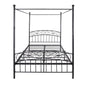 Queen Size Metal Canopy Bed Frame with Headboard and Footboard Black_7