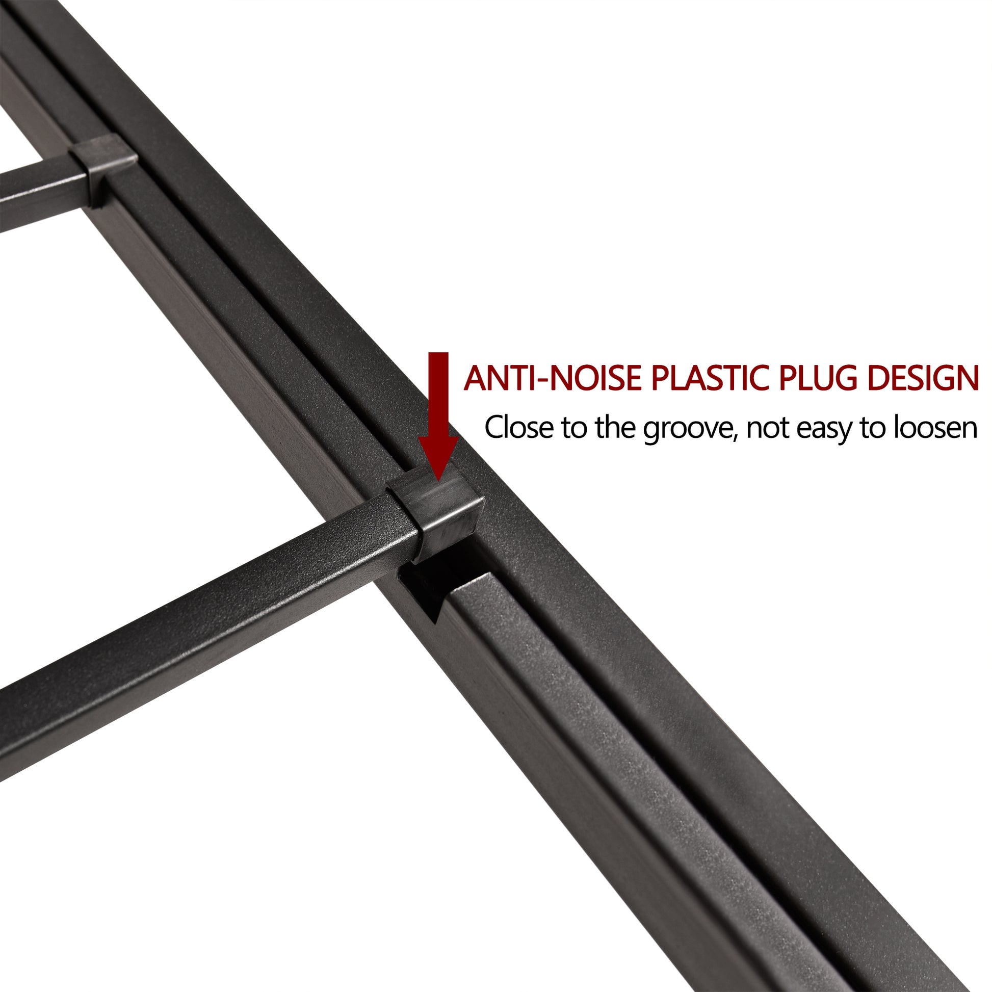 Queen Size Metal Canopy Bed Frame with Headboard and Footboard Black_5