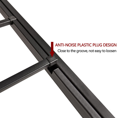 Queen Size Metal Canopy Bed Frame with Headboard and Footboard Black_5
