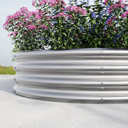 Tall and Round Raised Planter Outdoor Garden Herbs and Vegetable Bed- Silver_4