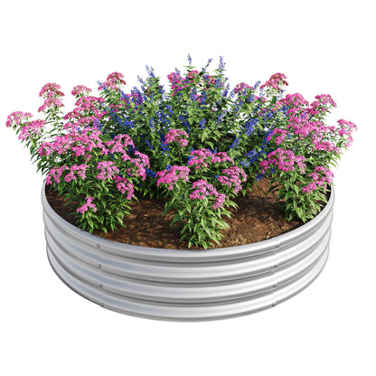 Tall and Round Raised Planter Outdoor Garden Herbs and Vegetable Bed- Silver_6