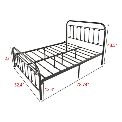 Heavy Duty Metal Full Slat Support Easy Assembly Platform Bed Frame in Black_5