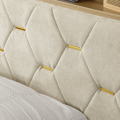 12 Slats Queen-Sized Heavy-Duty Platform Bedframe with Upholstered Headboard_6