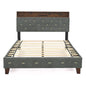 Full-Sized Heavy-Duty Platform Bedframe with Upholstered Headboard- Grey_9