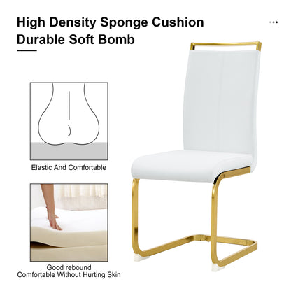 Rectangular Marble Designed Table and Gold Plated Dining Chair Set- 4 Seater_10