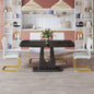 Rectangular Marble Designed Table and Gold Plated Dining Chair Set- 4 Seater_0