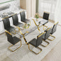 Luxury Tempered Glass Table and Gold Plated Dining Chair Set- 8 Seater, Black_0