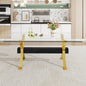 Luxury Tempered Glass Table and Gold Plated Dining Chair Set- 8 Seater, White_0