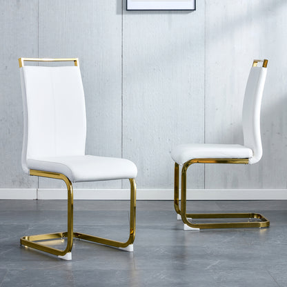 Rectangular Faux Marble Designed Table and Gold Plated Dining Chair Set- 6 Seater, Black+White_8