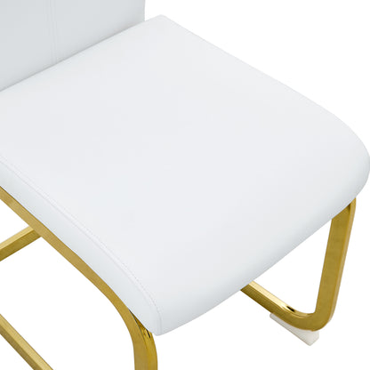 Rectangular Faux Marble Designed Table and Gold Plated Dining Chair Set- 6 Seater, Black+White_4