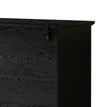 53" TV Console Storage Buffet Cabinet Sideboard Black- Wood Grain Finish_12