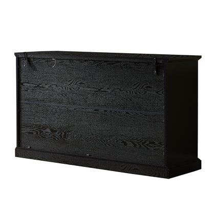 53" TV Console Storage Buffet Cabinet Sideboard Black- Wood Grain Finish_11