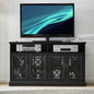 53" TV Console Storage Buffet Cabinet Sideboard Black- Wood Grain Finish_0