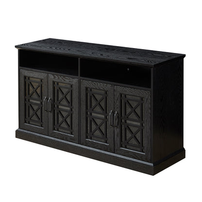 53" TV Console Storage Buffet Cabinet Sideboard Black- Wood Grain Finish_7