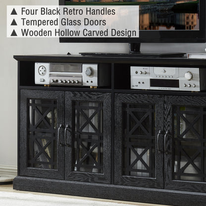 53" TV Console Storage Buffet Cabinet Sideboard Black- Wood Grain Finish_3