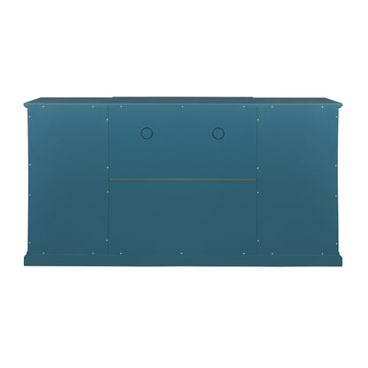 63" TV Stand Storage Buffet Cabinet Sideboard in Teal Blue_4