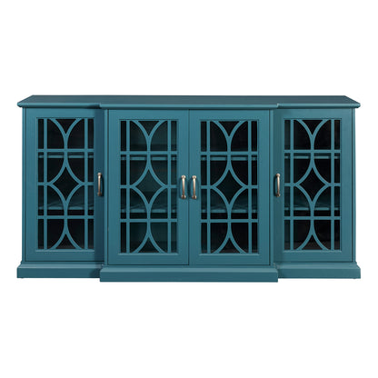 63" TV Stand Storage Buffet Cabinet Sideboard in Teal Blue_2