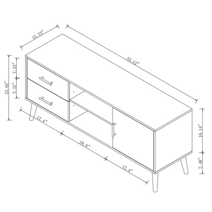 55" TV Stand with 4 Drawers and 2 Open Shelves-Walnut Wood_5