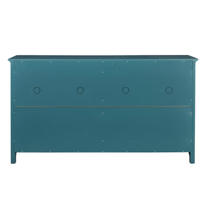 66" TV Storage Buffet Cabinet with Glass Door and Adjustable Shelves, Console Table-Teal Blue_8