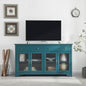 66" TV Storage Buffet Cabinet with Glass Door and Adjustable Shelves, Console Table-Teal Blue_0