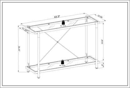 43.31'' Acrylic Golden Glass Sofa Table Console Table for Living Roome& Bedroom_9