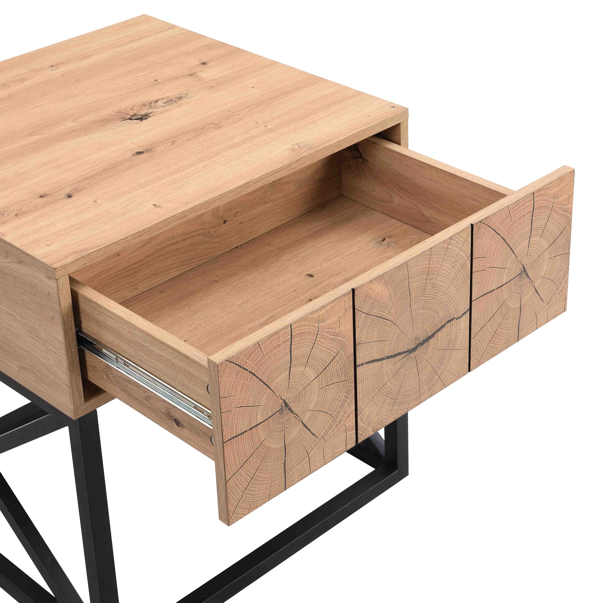 21.65'' Metal and Wood Night Stand Bedside Table with Drawer_7