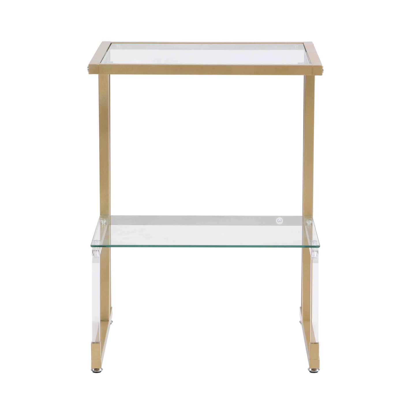 2-Tier Acrylic Glass End Table with Golden Side for Living Room_7
