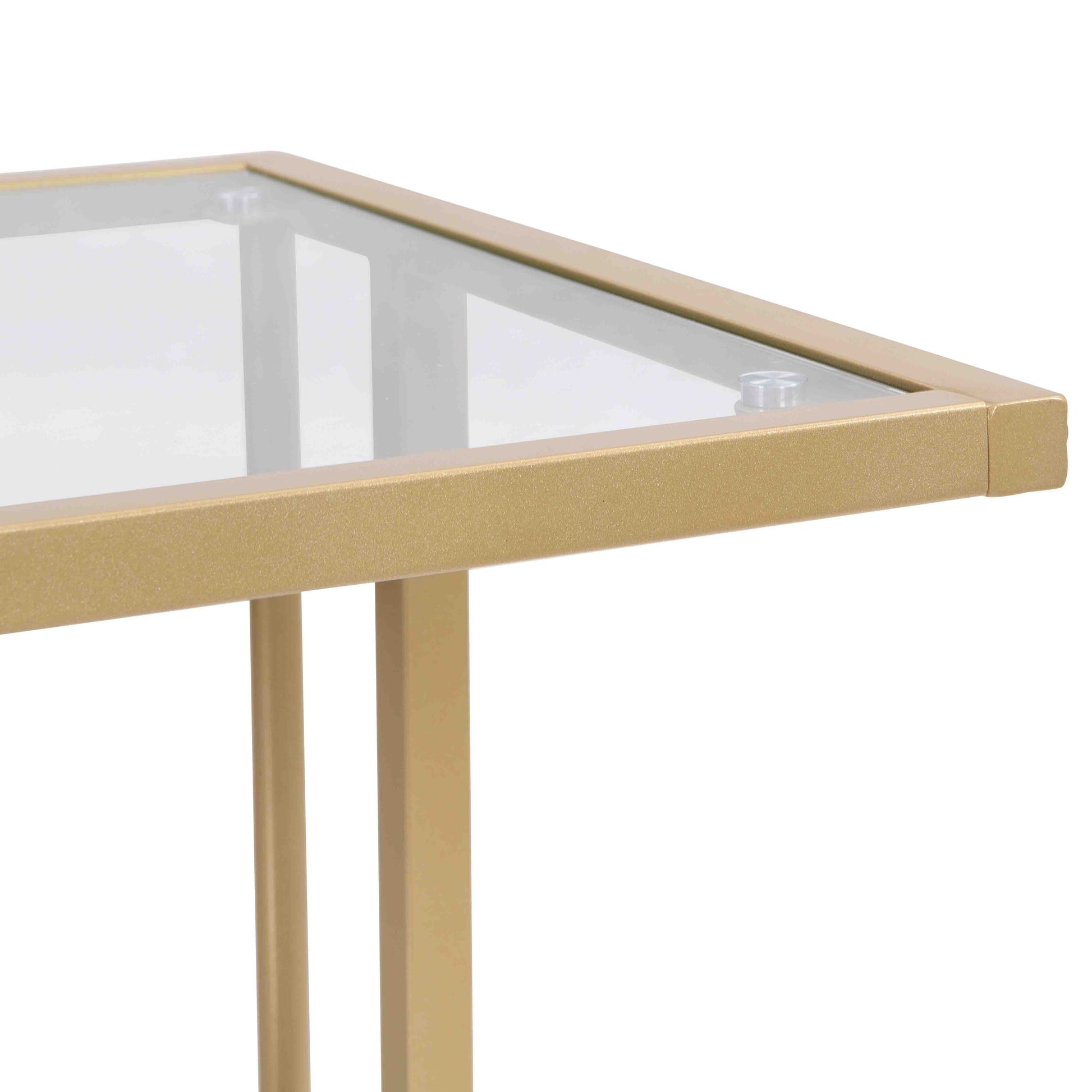 2-Tier Acrylic Glass End Table with Golden Side for Living Room_9