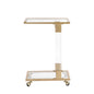 Top C Shape Acrylic Square Sofa Table with Glass Top and 4 Wheels_3